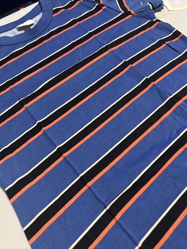 Lularoe M Liv Graphic Ringer Shirt Medium Striped Blue #19 - Picture 2 of 3