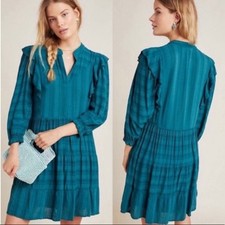 ANTHROPOLOGIE Amadi Rossi Dress Teal Size Extra Small