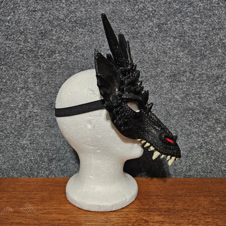 Adulto Unisex 3-D Máscara de Dragón Con Guantes Goma Disfraz Disfraz Disfraz Negro Halloween Foto 3 de 4