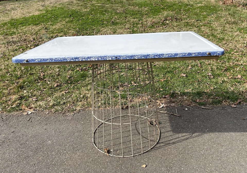 OVI Cabinet Work Surface ENAMEL TABLE TOP porcelain hoosier Blue Speckle #19 - Image 3 of 4