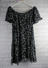 Seed Heritage womens shift dress black white paisley print XS new short sleeve
