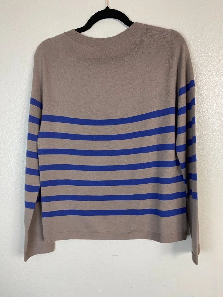 Suéter Ines De La Fressange Uniqlo Mujer Rayas Medianas Beige Lana Tejido Cápsula Foto 2 de 4