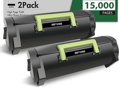56F1H00 Black Toner Cartridge 2 Pk High Yield for Lexmark MS/MX Series 15K