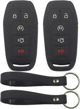 2Pcs Black Red 5 Buttons Rubber Smart Key Fob Case Cover Remote Holder Jacket Ba
