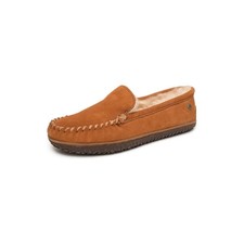 Minnetonka Women's Terese Suede Sheepskin Slippers, Brown, 10 M US