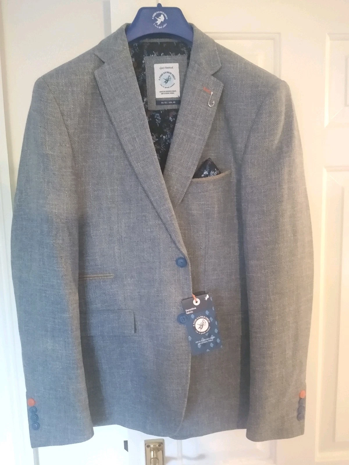 A Fish Named Fred Blazer Jacket Structure Pattern Blue (UK Size 42) BNWL