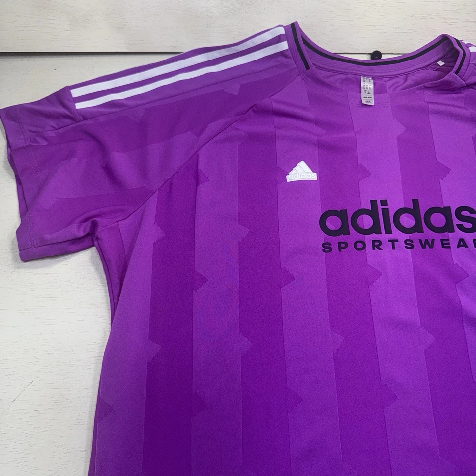 Adidas Мужская Poly Sport Джерси футболка рукав экипажа фиолетовый в полоску размер 3 X - Изображение 4 из 4