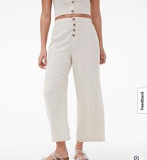 A New Day Women's Cotton High-rise Wide Leg Cropped Pants - Cream