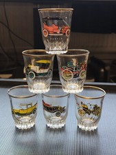 Vintage 1950s Shot Glasses with French Car Design Set of 6