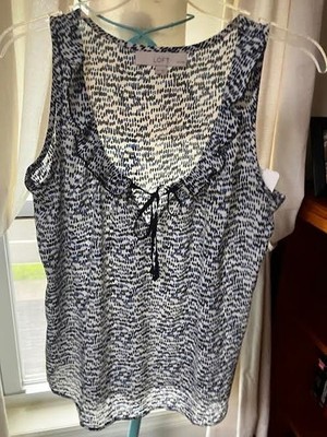 Loft Sheer Sleeveless Shirt, Size Small Petite, Multicolored