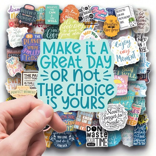 50pcs Inspirational Quote Stickers - Waterproof Vinyl for Water Bottles ...
