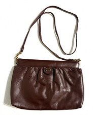 Vintage Etienne Aigner Oxblood Burgundy Leather Frame Crossbody Purse Clutch Bag