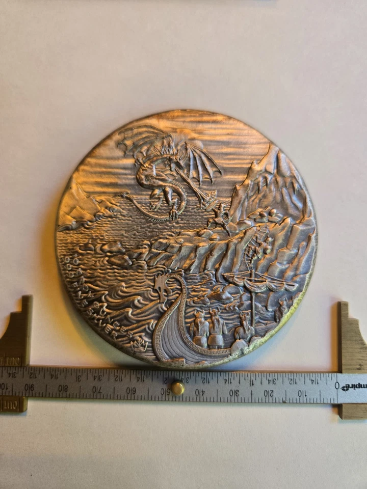 Monarch Precious Metals Viking vs Dragon 10 унций чистое серебро .999 высокий рельеф... - Изображение 4 из 4