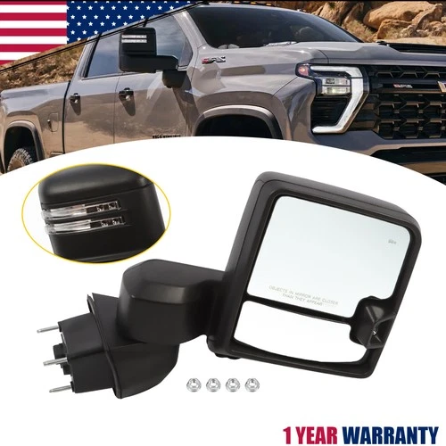 Passenger Right Side Black Tow Mirror For 2019-2024 Chevy Silverado GMC Sierra