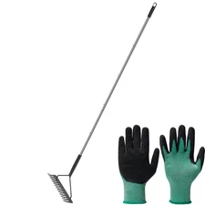 Sturdy Garden Rakes for Leaves: Metal Rake Heavy Duty Tool for Quick Clean Up...