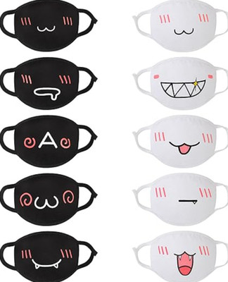 10 Pieces Kawaii Mask Anime Face Mouth Mask Cute Mouth Covering Reusable Washab