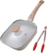 Grill Pan with Lid Non Stick Griddle Pan for Stove Top Indoor Cooking Steak P...