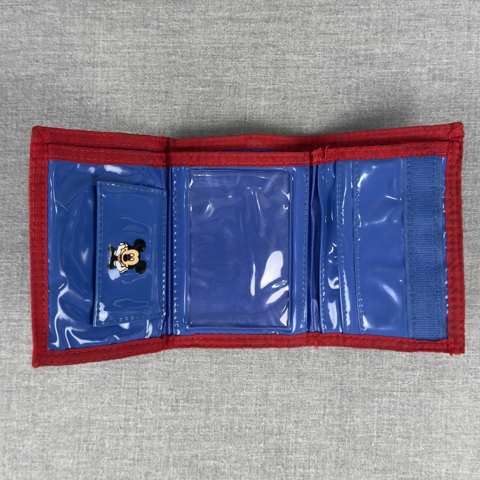 Disneyland Disney Wallet Youth Blue Red Trifold Mickey Minnie Goofy Pluto - Image 4 of 4