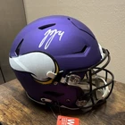 JJ McCarthy Minnesota Vikings Signed Riddell SpeedFlex Purple Football Helmet