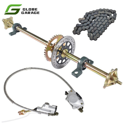 #ad #ad 44quot; 32quot;29quot; Go Kart Rear Live Axle Kit Sprocket amp; Hub Brake Assembly Chain $76.52