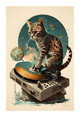 1970s DJ Cat - A Beautiful Tiger Cat Learning Some Skills E3