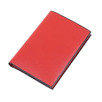 E.Marinella Napoli Vertical Wallet in Red and Black Saffiano Leather 
