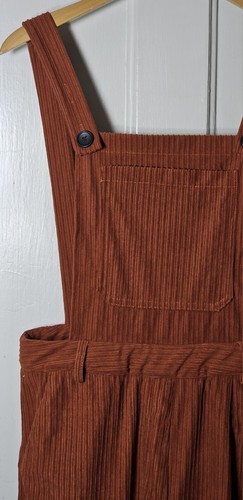 CIDER Overalls Junior's Size L Corduroy Jumpsuit Burnt Orange Rust Cottagecore - Picture 3 of 24