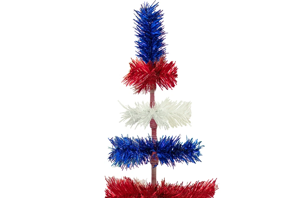 4th of July Tinsel Christmas Tree, Classic Layered Style Red, White, & Blue 48'' - Image 4 of 4