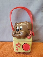 U Ilco 1986 Pound Puppy Pre-School Toy Radio Music Red Brown Plastic Works