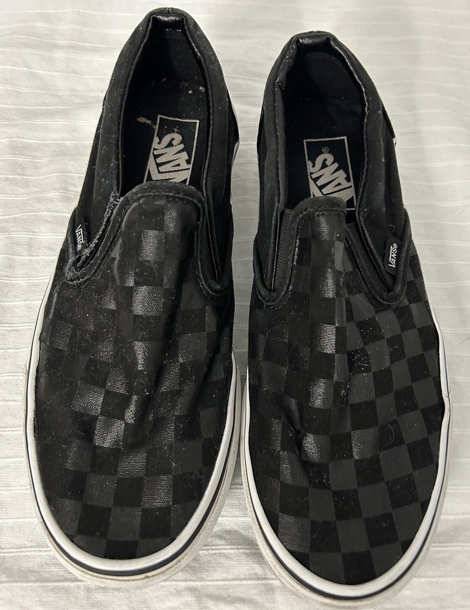 black on black checkered vans