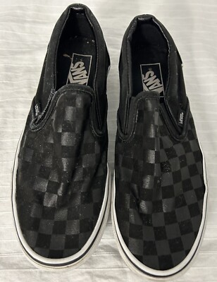 Checkered Vans Slip On Canvas Shoes Vans Black CheckerBoard Slip