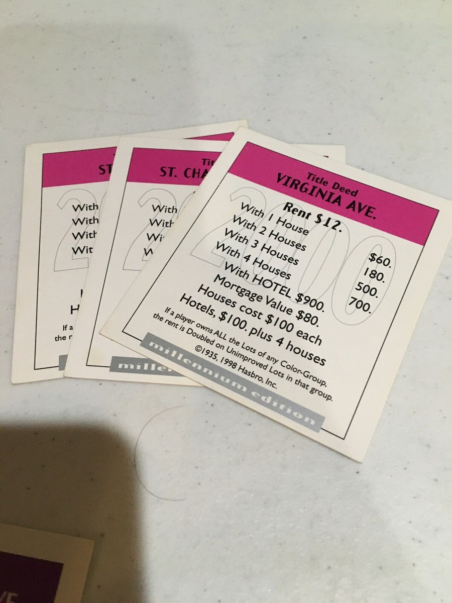 MONOPOLY Millennium Edition Replacement Property Cards Complete