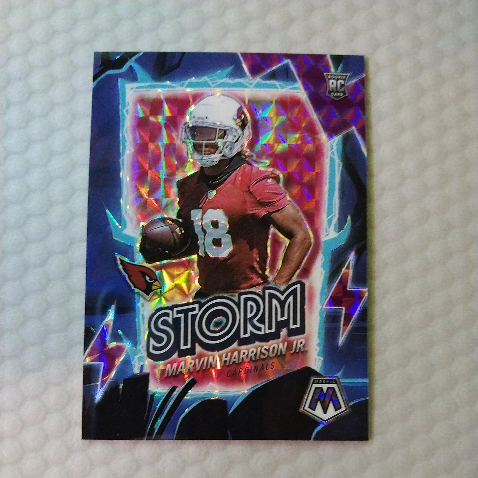 2024  Mosaic - Storm #11 Marvin Harrison Jr. (RC) Purple Mosaic numbered 46/49
