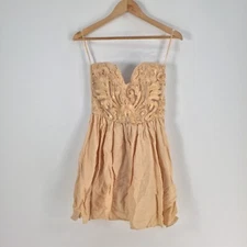 Alice McCall womens dress size 8 fit flare mini beige strapless zip linen 050559
