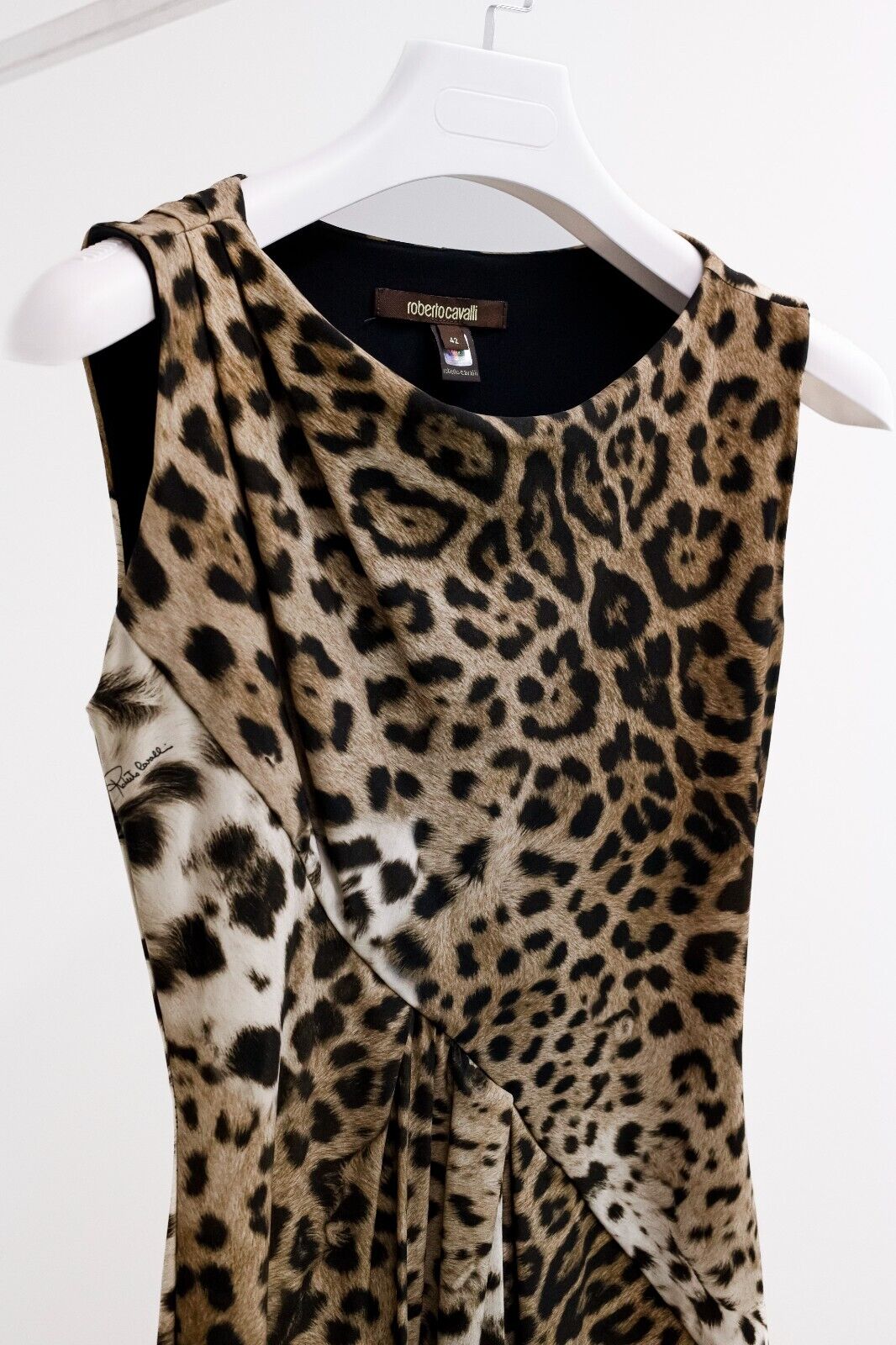 Roberto Cavalli Sleeveless Leopard Print Dress, Size IT 42