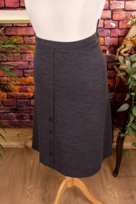 Vintage Strickrock grau Wolle Rock Winterrock schlicht Stiefelrock Wollmix 44 46 - Bild 1 von 4