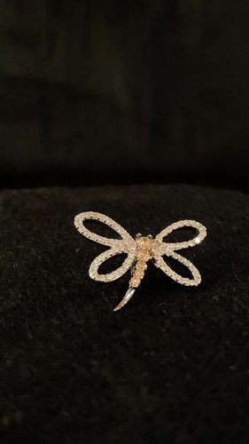 0.25CT Labor Erstellt Diamant Und Citrin Libelle Anhänger 14k Weiß Vergoldet - Video 1 von 1