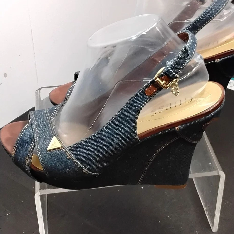 Guess Blue and Brown Wedge Sandals with Slingback - Image 3 of 4