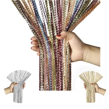 US Glitter String Door Curtain Beads Room Dividers Beaded Fringe Window Panel 2m