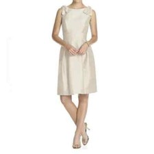 NWT Alfred Sung Dupioni Cocktail Bridesmaid Dress in Champagne D626 Sz 2
