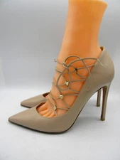 VALENTINO Garavani Beige Napa Leather Lace Up Heels Pumps Size 40