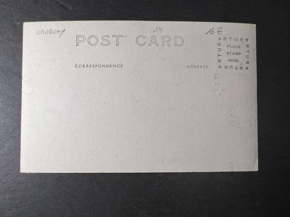 Cubierta postal Uruguay RPPC 1923 sin dirección pared para montar a caballo Foto 2 de 2