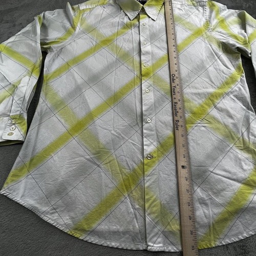 VTG Guess Mens XL Yellow Plaid Button up Long Sleeve Shirt 90s Y2K Preppy Casual - Picture 7 of 11