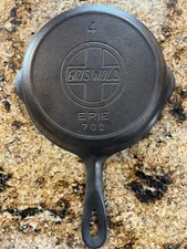VTG Griswold No. 4 Slant Logo Cast Iron Skillet 702 With Heat Ring NO WOBBLE