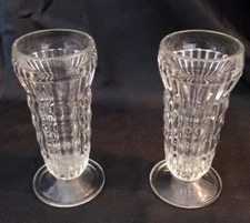Set of 2 Jeanette Clear Ribbed Pressed Parfait Ice cream Juice Glasses 5.5”