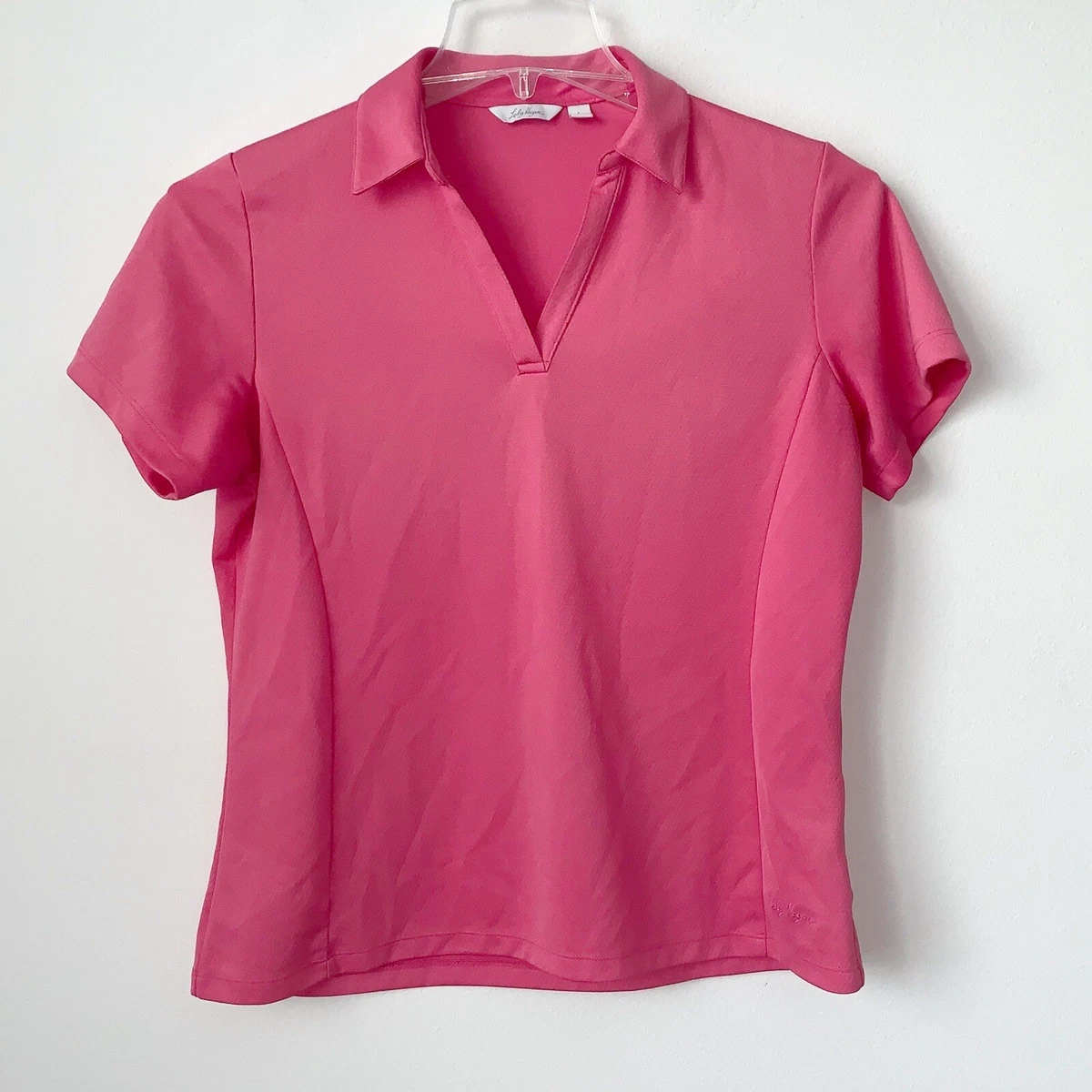 Lady Hagen Golf Polo Large | Split Barbie Short Pink eBay Sleeve V-Neck Textured Womens