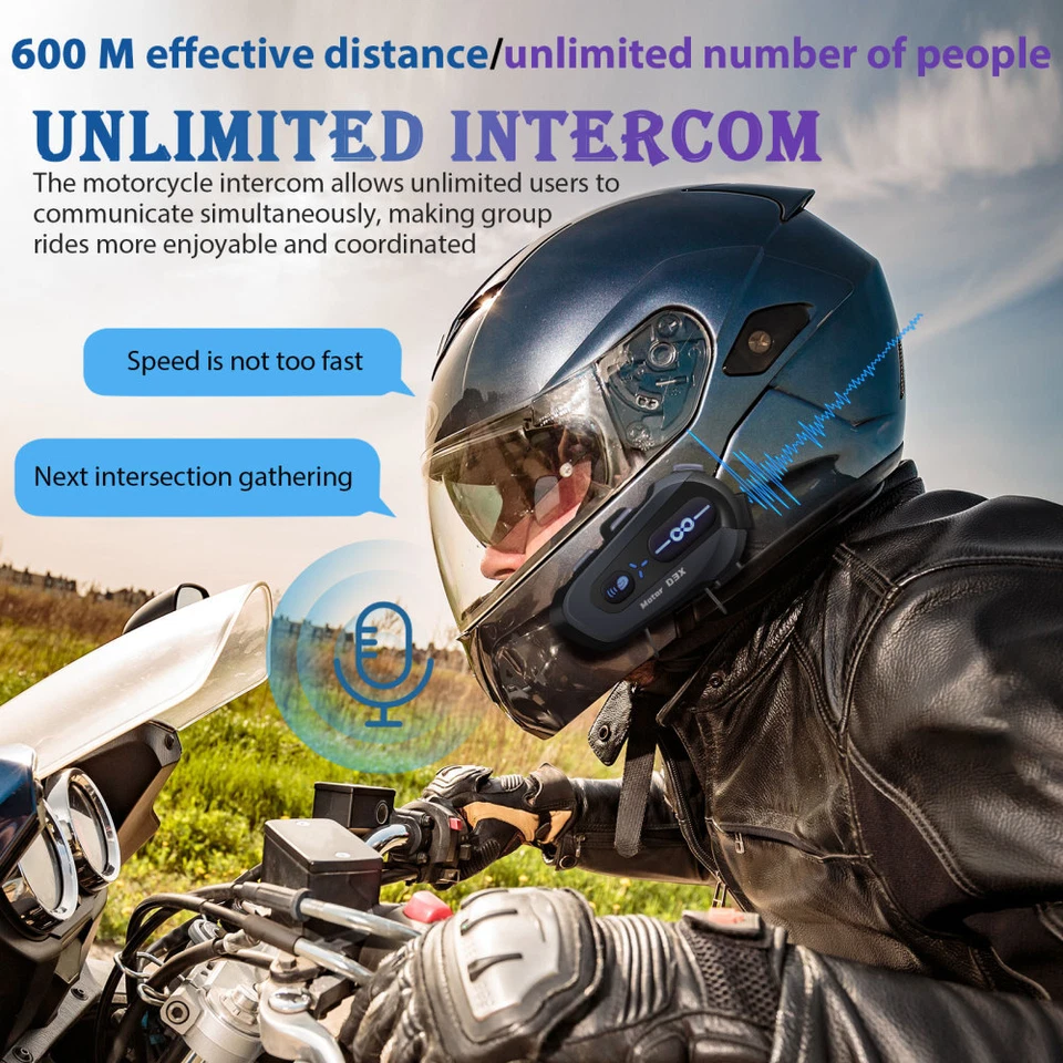 Bluetooth Motorrad Helm Headset Motorradhelm Kopfhörer Geräuschunterdrückung DE - Bild 4 von 4