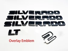 Overlay Emblem For Silverado 07-19 Door Tailgate Badge Matte Black Letters LT