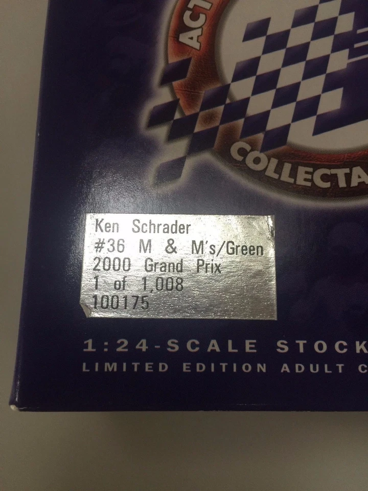 Ken Schrader 2000 Grand Prix 36 M&M's Green Action BANK 1:24 1 of 1,008! RARE! - Image 4 of 4