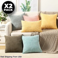 Velvet Cushion Cover 2 Pack Square Throw Waist Pillow Case Sofa Pillowcase Decor